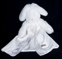 Bunnies By the Bay SNOW BUNNY White Rabbit Lovey Security Blanket